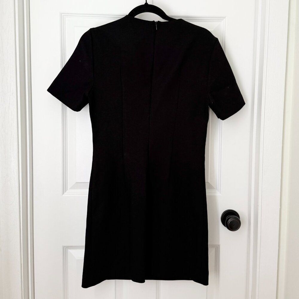 Women ZARA Crew Neck Business Casual Mini Dress in Black Size Medium - Picture 2 of 7